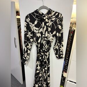 zara women’s Elegant Black and White Floral Dress
